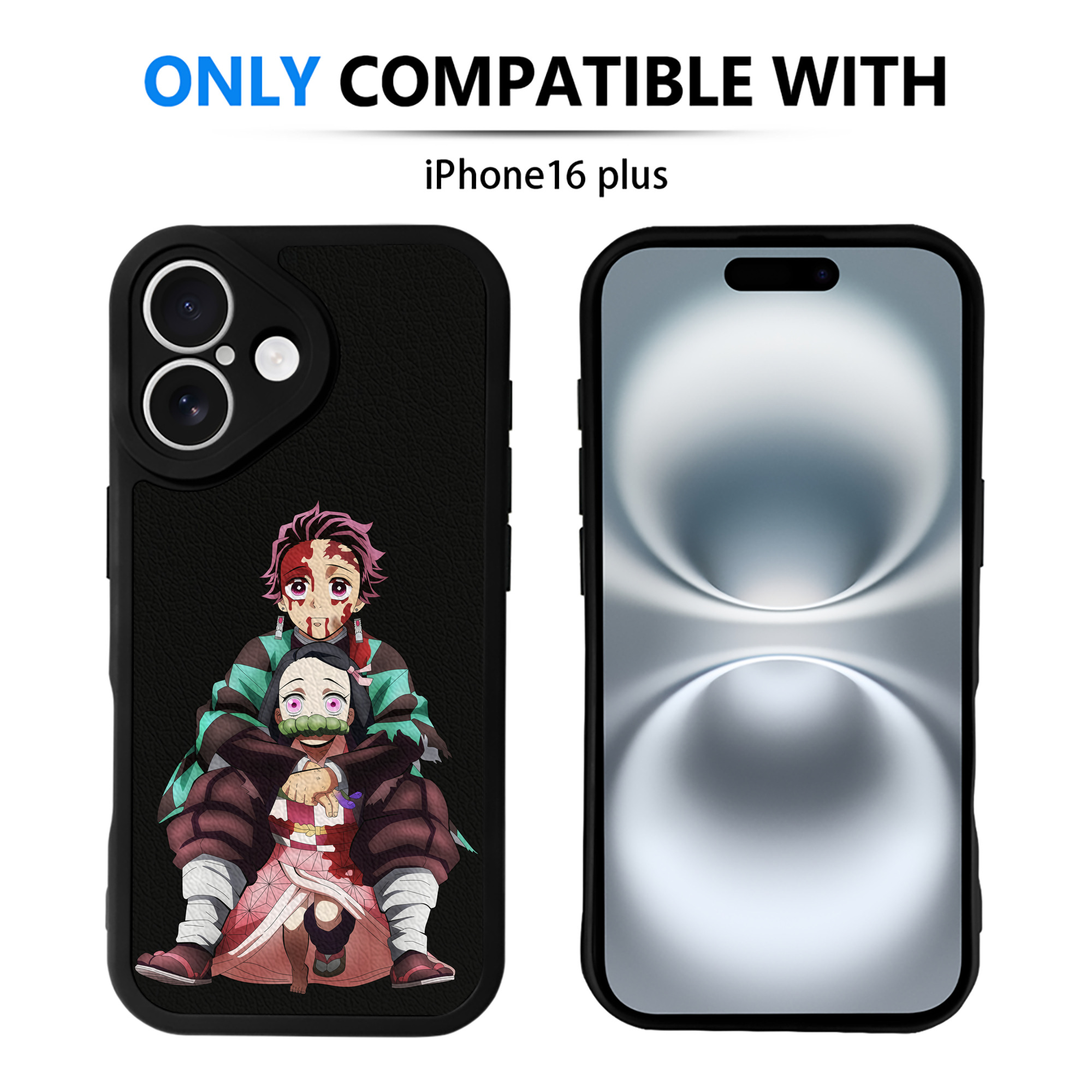 （画像用） 鬼滅の刃（きめつのやいば）竈門 禰󠄀豆子／かまど ねずこ Kamado Nezuko 【iPhone 16シリーズ対応】シリコンスマホケース（レザー調） 材質：シリコン